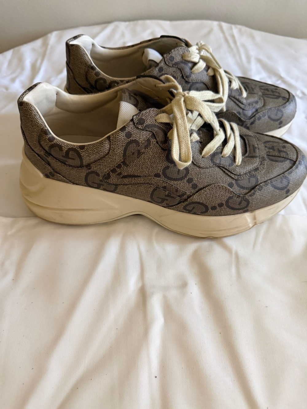 Gucci Beige/Brown GG Monogram Platform Sneakers
